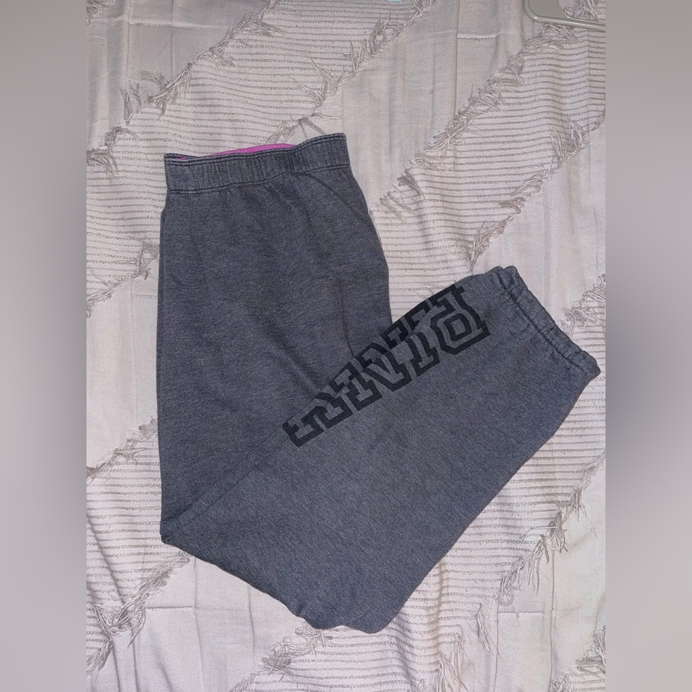 VS Pink Grey Sweats with Purple Band